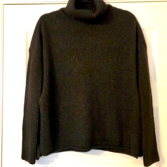 New ALL SAINTS Black Metallic Cropped Roll Neck Jumper Sweater SM MSRP $279 - Picture 2 of 5